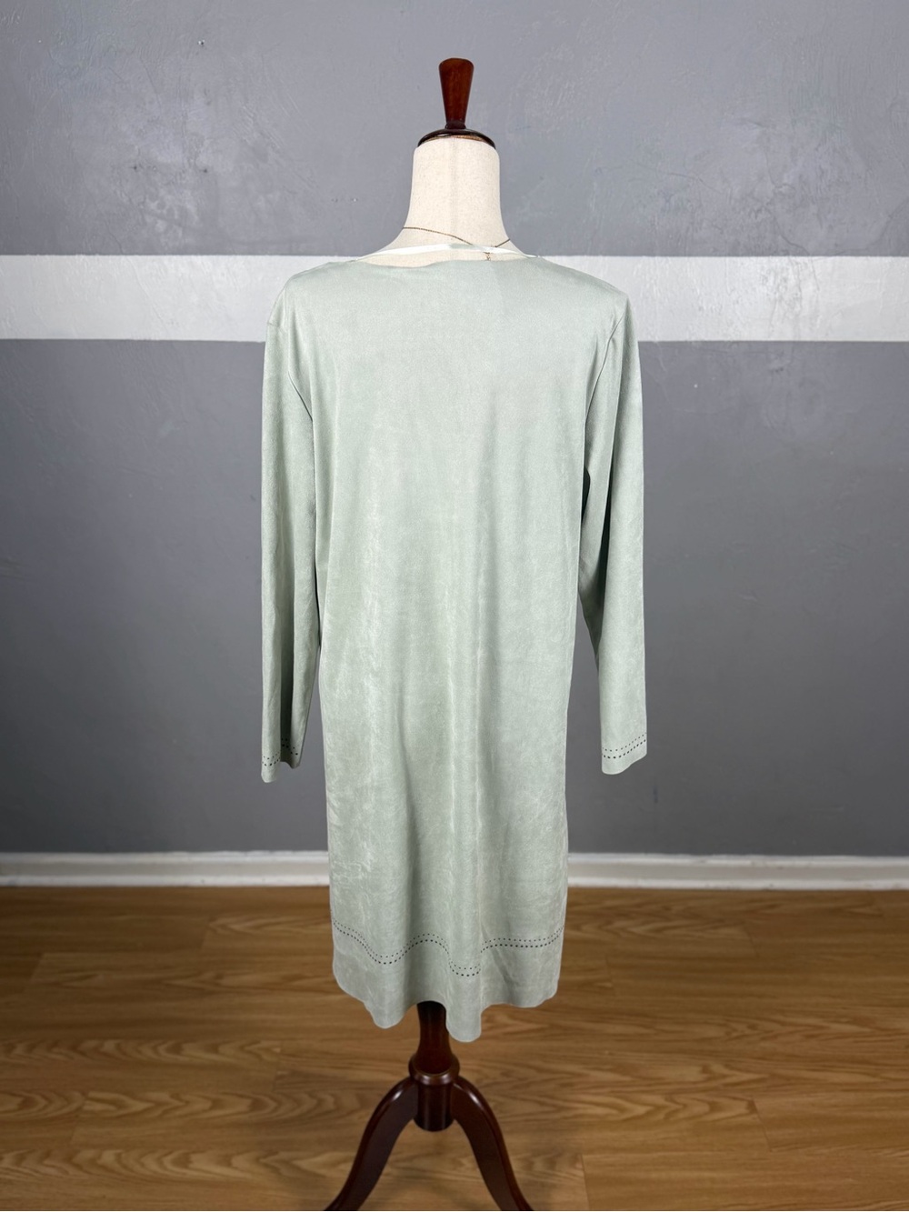 Soft Surroundings Sage Green Ambrosia Dress Faux Suede Embellishments. - Picture 2 of 7